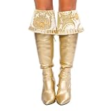Includes Trimmed Hat with Feather, Jacket with Busk & Boning, Mini Tube Dress with Ruffle Trim, Full-Length Detachable Skirt & Matching Boot Cuffs