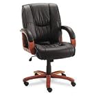 Office Star WD53613 Cherry Wood Finish Deluxe Series Leather Mid-Back Swivel Chair by Office Star
