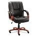 Office Star WD53613 Cherry Wood Finish Deluxe Series Leather Mid-Back Swivel Chair