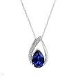 Necklace With 3.80ctw Clean Diamonds and Created Sapphire Crafted in White Gold Length 18in