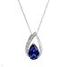 Necklace With 3.80ctw Clean Diamonds and Created Sapphire Crafted in White Gold Length 18in