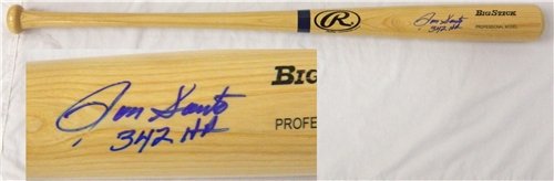 Ron Santo Autographed/Hand Signed Blonde Big Stick Bat with ''342 HRs''