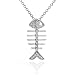 14K White Gold Diamond Fish Bone Pendant w/ Necklace