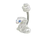 Cobra Snake Belly Ring with Jewels for Eyes