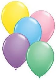 Tanday (Assorted Pastel) 12" Premium Quality Latex Balloons 72 pcs/bag with 500 feet White Curling Ribbon.