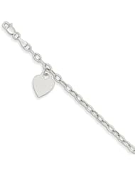14k White Gold Dangle Heart Bracelet