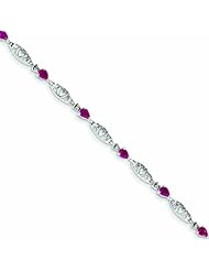 Genuine 14K White Gold White Gold With Diamond And Ruby Gemstone Bracelet 4 Grams Of Gold 100% Satisfaction Guaranteed.