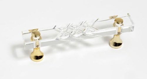 JVJHardware 31724 Pure Elegance 3 in. Center to Center Scored 31 Percent Leaded Crystal Pull - 24 K Gold Plated