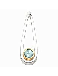 14K Two-Tone Gold Aquamarine Pendant -- LIFETIME WARRANTY