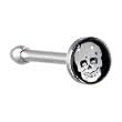 Surgical Steel Black and White SKULL Logo Nose Ring