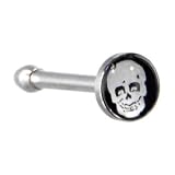 Surgical Steel Black and White SKULL Logo Nose Ring