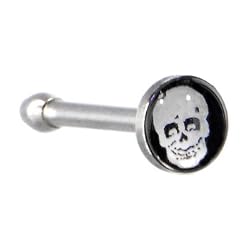 Surgical Steel Black and White Skull Logo Nose Ring