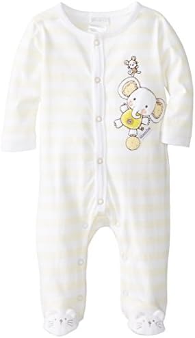 ABSORBA Unisex-Baby Newborn Uni Elephant Footie, Yellow/White, 0-3 Months