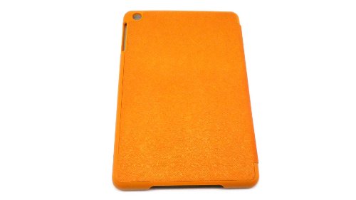 Ipad mini ケース 手帳タイプ 型押し　PU素材　オレンジ