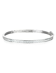 White CZ Princess Channel Setting Fold Over Bangle