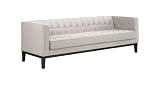 Armen Living 1010 Roxbury Sofa, Tufted Cream Fabric