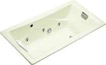 Kohler K-865-N1-0 Tea-for-Two 6' whirlpool with neckjets and pillow, White