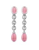 Paradiso Roma Carved Gemstone 18K Gold and Diamond Drop Earrings Pink