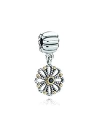 Pandora Two Tone Lace Flwoer CZ Dangle Clip