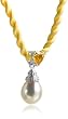 Freshwater Cultured Pearl and Citrine Drop Pendant on Silk Cord