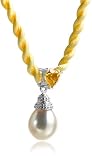 Freshwater Cultured Pearl and Citrine Drop Pendant on Silk Cord