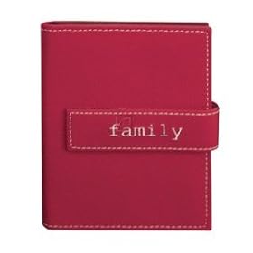 4X6 1-UP 36 PHOTOS EXPRESSIONS EMBROIDERED MAGNETIC STRAP ALBUM - BURGUNDY FAMILY - Photo Album