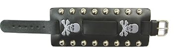 Black Wide Leather Cuff Wrist Watch Band