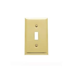 Baldwin 4751.030.CD Classic Square Beveled Edge Single Toggle Switch Plate, Polished Brass - Lacquered