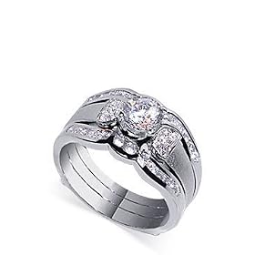 Tarnish Free High Polished Rhodium Plated .925 Silver Band Brilliant Cut CZ Ring