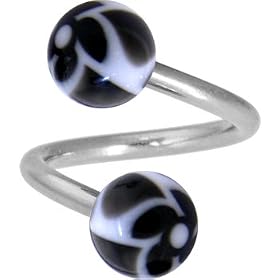 Black FUNKY FLOWER Spiral Twister Belly Ring by 