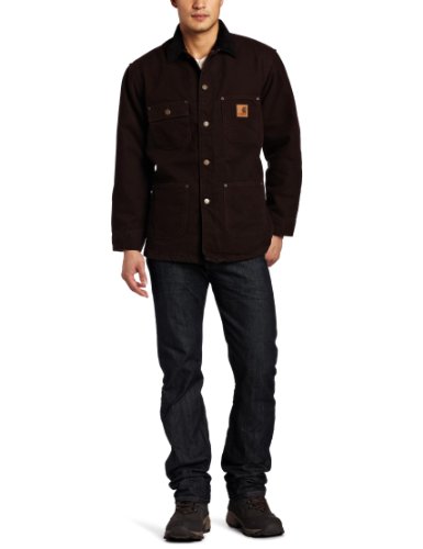 Carhartt Mens Tall Sandstone Chore Coat, Dark Brown, XX-Large/Tall