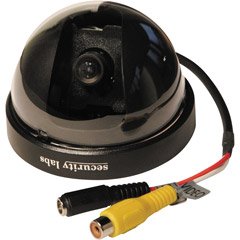 Security Labs SLC-1041 Mini Dome Camera - Black & White - CCD - Cable