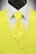 Lemon Solid Satin Vest with Coordinating Tapestry Tie
