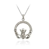 Sterling Silver Diamond Accent Claddagh Pendant