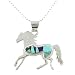 Southwestern Turquoise and Lapis Inlaid Horse Pendant in Sterling Silver by Native American Indian Artist Calvin Begay on 20" Sterling Bead Chain , #7783