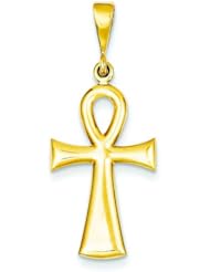 14K Yellow Gold Egyptian Ankh Cross Pendant Jewelry