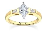 0.9 CT MARQUISE DIAMOND 18K YELLOW GOLD RING NEW