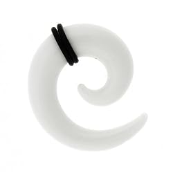 White Glass Spiral Plug 4g - Sold as Pair