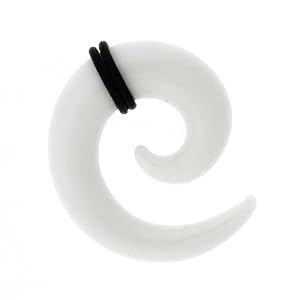 White Glass Spiral Plug 4g - Sold as Pair