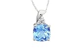 14K 1.65 CT Swiss Blue Topaz & Diamond Pendant