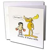 Londons Times Funny Panel Hollywood Cartoons - Rocky And Bulwinkle - Greeting Cards-12 Greeting Cards with envelopes