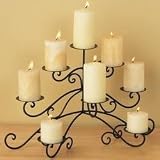 Wimberly Black Wrought Iron Candelabra Candleholder - Holds 8 Pillar Candles