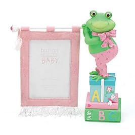 FROG BABY Girl pink PICTURE photo FRAME shower GIFT