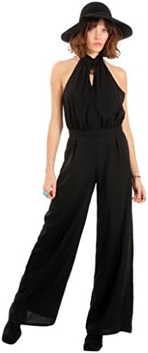 Glowbees Women's Black Pant Suit Jumper Key-hole Front Sleeveless Medium