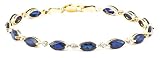 10k Yellow Gold Lab Created Sapphire and Diamond Bracelet, 7.25