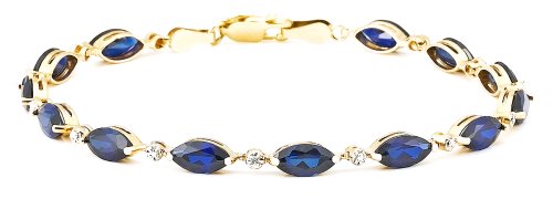 10k Yellow Gold Lab Created Sapphire and Diamond Bracelet, 7.25