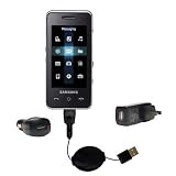 Road Warrior Kit for the Samsung SGH-F490 includes a Car & Wall Charger AND USB cable AND Battery Extender - Gomadic Brand w/ TipExchange Technology
