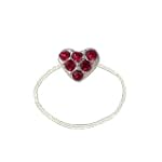Toe Ring - T34 - Crystal Illusion - Small Heart ~ Siam Red