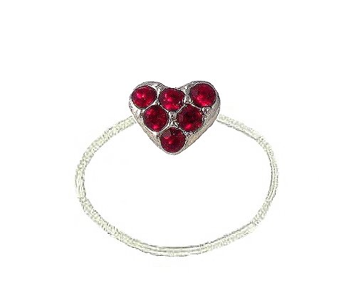 Toe Ring - T34 - Crystal Illusion - Small Heart ~ Siam Red