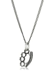 King Baby Small Brass Knuckles Pendant Necklace with Pave Black Cubic Zirconia